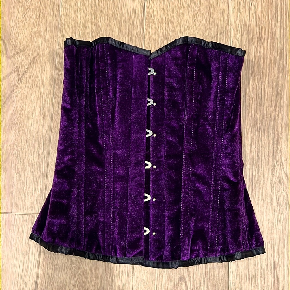 Purple velvet overbust corset